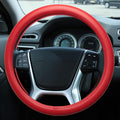 Red Leather Steering Wheel Cover, Comfortable and Soft Solid Color Universal Steering Wheel Cover 15 inch, Suitable for Most Cars (Red) Valentine's Day