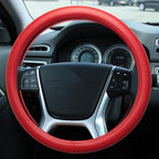 Red Leather Steering Wheel Cover, Comfortable and Soft Solid Color Universal Steering Wheel Cover 15 inch, Suitable for Most Cars (Red) Valentine's Day