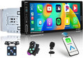6.9 Inch Single Din Car Stereo Wireless Carplay Touchscreen Car Radio Wireless Android Auto, Bluetooth 5.0, Mirror Link, Backup Camera, EQ/FM Audio Receivcer 1DIN with USB/Type-C, SWC, Mic