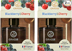 Grasse Diffuser, Natural Car Air Fresheners, Luxury Car Perfume - Black Berry & Cherry Scent (2 Pack)