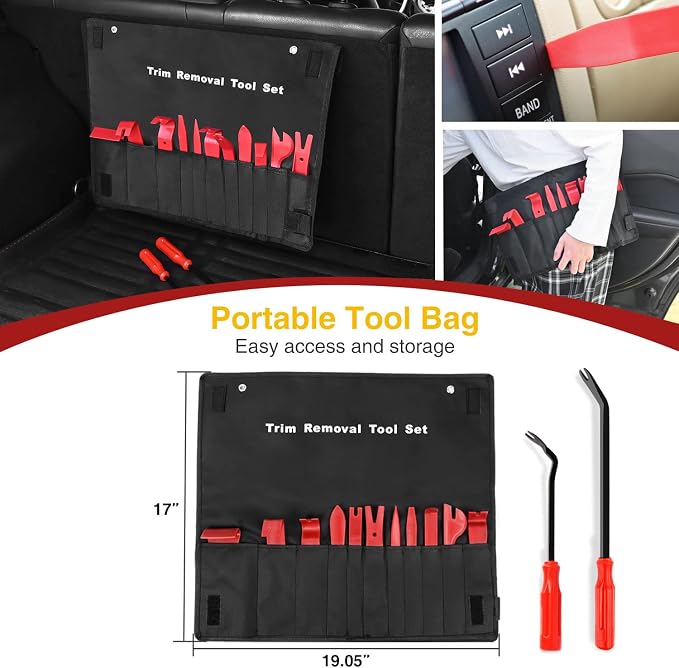 Nylon Bumper Fastener Rivet Clips Car Clip Panel Audio Video Dashboard Dismantle Kits Installer Removal Tool (13PCS Trim Removal Tool Set)
