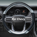 Leather Steering Wheel Cover for Chevy Silverado 1500 2500 3500, 14.5-15 inches Car Steering Wheel Cover with Non-Slip Breathable (Bright Silver)