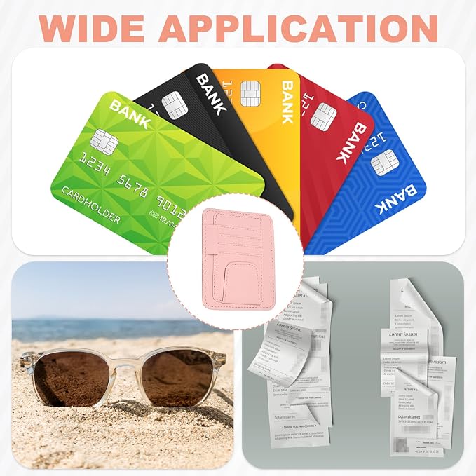 Car Sun Visor Organizer 6.02" x 4.76" Leather Multi-Pocket Visor Card Sleeve Pocket Car Truck SUV Interior Storage Pouch for Driving License Credit Cards Bills Sunglasses, Pink