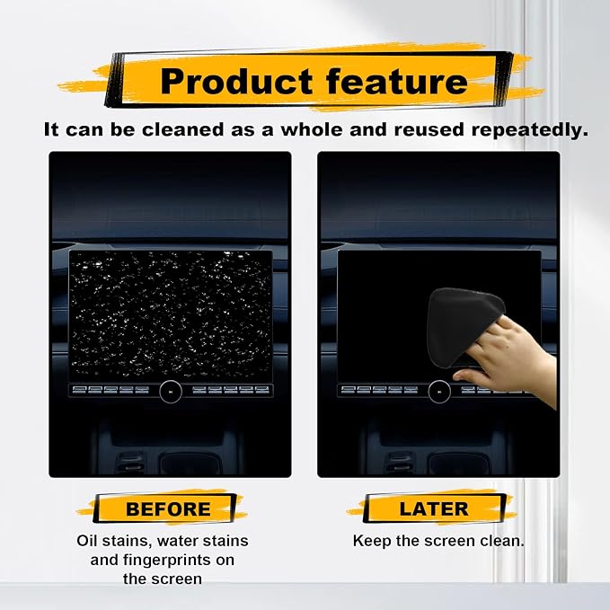 Car Screen Cleaner, Car Accessories Car Screen Wipes, Microfiber Auto Screen Cleaning Pad, Touch Screen Cleaner for Car, Fit for Car Dashboard LCD Display Interior Car Accessories(Black gray)
