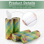 Car Tissue Holder, 4 Pack Car Cup Holder Facial Tissues with Travel Tissue Bag, Quick and Convenient Flower Combination Car Tissue Box(4 Canisters/200 Tissues) Yellow - Green