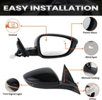 Right Passenger Side Mirror Compatible with 2018-2022 Honda Accord Power Glass | Heated | with Blind Spot | with Turn Signal | Manual Folding Repalces HO1321330 (8Pins-Black)