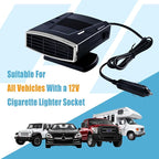 12V Portable Car Heater & Defroster, 200W Fast Heating 360° Rotatable Windshield Defogger Plug into Cigarette Lighter (Black Silver)