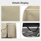 Car Seat Organizers Waterproof Backseat Protector with Storage Pocket Large Leather Kick Mats for Kids Pets Automobile SUV Truck (Beige, Large Pocket)