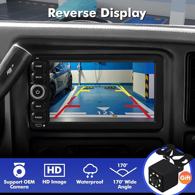 7 Inch IPS 2+64GB Touchscreen Android 14 Car Stereo for Chevrolet Silverado Impala Tahoe GMC Sierra Yukon Hummer with CarPlay & Android Auto Car Radio, Support WiFi 6, Bluetooth 5.4, Backup Camera