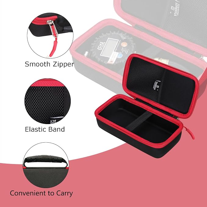Hard Storage Case for JACO Superior Products/TIRETEK/AetralYB/ETENWOLF/VONDIOR Tire Pressure Gauge,Travel Case for Professional Accuracy - 100/200 PSI (Box for Sale) (Black & Red)