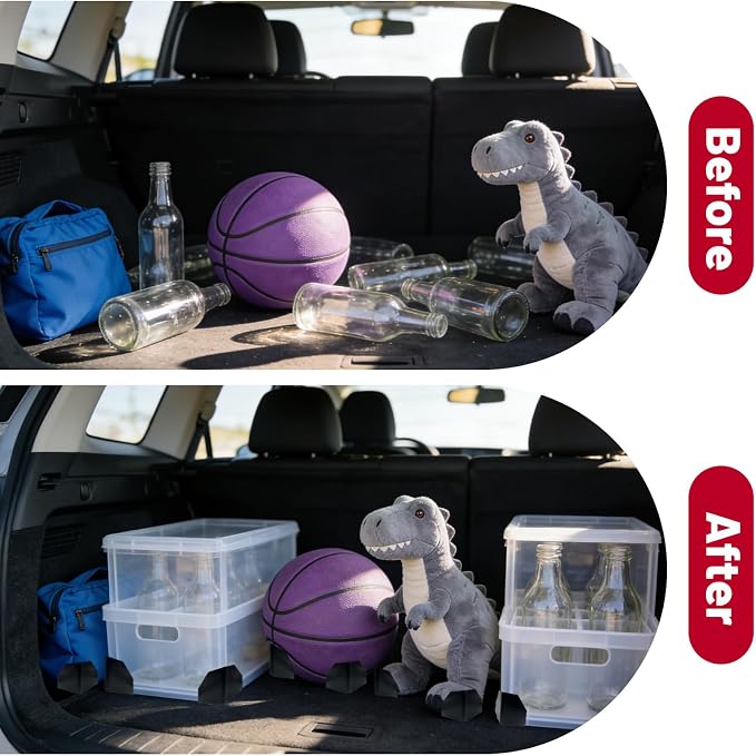 4 Pack Adjustable Hook and Loop Trunk Organizer Blocks for Car & Truck | Non-Slip Lining, Designed for Felt-Lined Car Interiors (3.94"x3.94"x3.94")