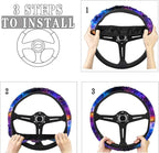 Nebula Galaxy Design Steering Wheel Covers 14-15" inch Universal Fit Most Car Sedans SUVs Comfort Grip Comfortable Handmade Neoprene Breathable Steering Wheel Protector Blue Purple