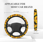 Sunflower Neoprene Steering Wheel Cover for Men Women Anti-Slip Elastic Steering Wheel Protective Cover 15in Universal Car Accessories Fit Cars, SUVs, Auto