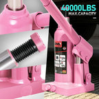 2 tons / 4000 lbs Lifting Automotive Welded Hydraulic Bottle Jackfor Sedans Repair, with Manual Handle & Carrying Storage Case, Pink