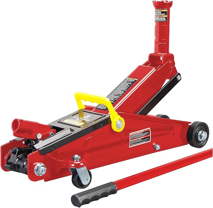 T83006 Torin Hydraulic Trolley Service/Floor Jack with Extra Saddle (Fits: SUVs and Extended Height Trucks): 3 Ton (6,000 lb) Capacity, Red
