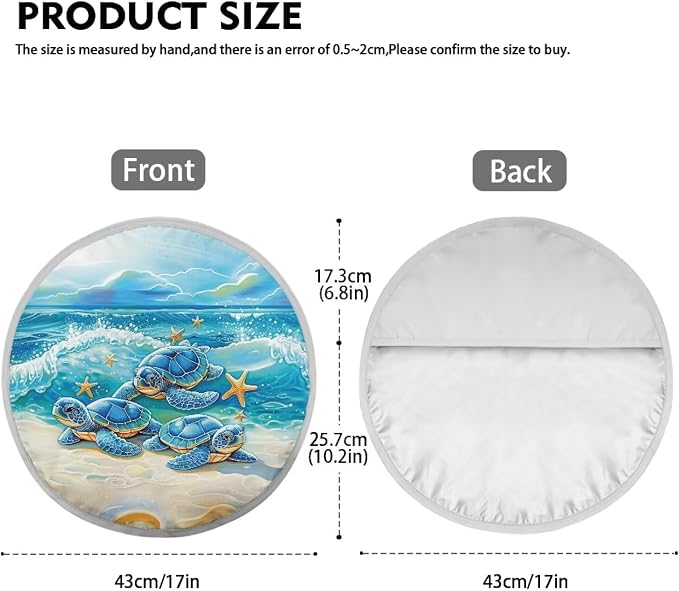 Beach Sea Turtle Steering Wheel Cover Sun Shade Aluminum Foil Auto Interior Protector Block UV Rays Cool in Summer,Vehicle Accessories Universal for Women Men