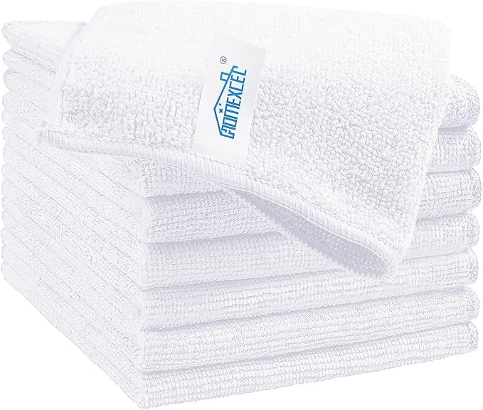 White Microfiber Cleaning Cloth, 8 Pack Cleaning Towels for Kitchen, Lint Free, Scratch-Free, Highly Absorbent, and Reusable Cleaning Rags for House, Window and Glass, Cars, 11.5 X11.5 inch