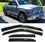 Side Window Visors rain Guards Vent Deflectors Compatible with Dodge Ram 1500 Crew Cab 2009-2018, Ram 2500/3500 Crew/Mega Cab 2010-2025, 2019-2024 Ram 1500 Classic Crew Cab, Truck Accessories 94109