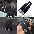 2PCS Leather Car Seat Headrest Hooks – Durable Double Hook Organizer for Bags, Purses, Handbags, Groceries & Back Seat Storage