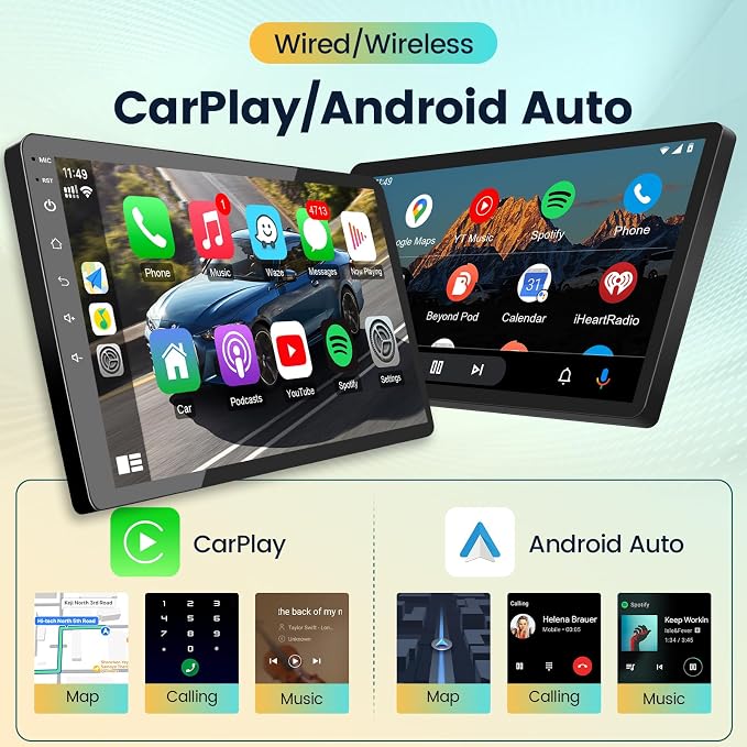 Car Radio for Toyota Tacoma 2005-2015 Stereo Replacement with Wireless Carplay Android Auto, 9'' Touchscreen Buit-in Bluetooth GPS Navigation WiFi Backup Camera Mic 2+32G