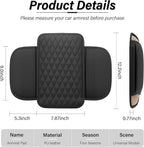 Car Center Console Cover, Upgraded Leather Car Armrest Cushion with 2 Storage Pockets, Universal Waterproof Cushion Pad, Non-Slip Car Interior Accessories, Fits Most Sedans SUVs Trucks (Black)