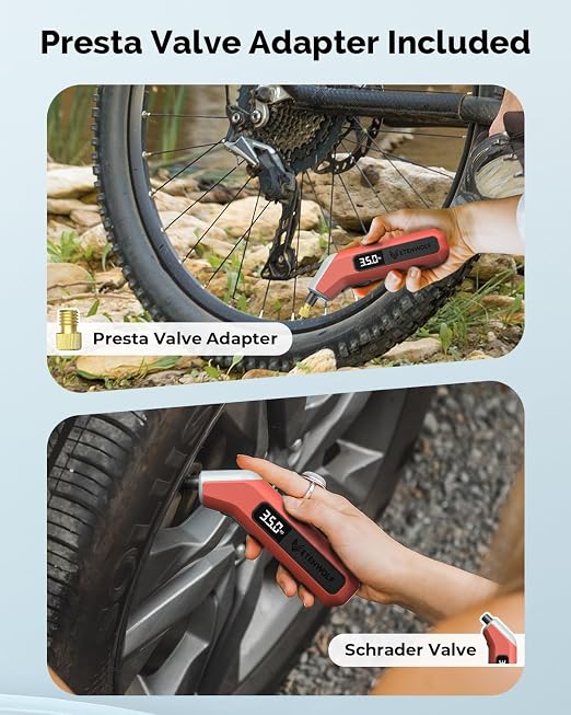 T300 Plus Tire Pressure Gauge 200 PSI, Digital Tire Gauge with Bright LED Display, Tire Gauges for Tire Pressure with Presta Valve Adaptor (Vivid Orange)