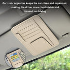 2PCS Small Leather Car Sun Visor Organizer, Multifunctional Auto Visor Document Holder with Sunglasses Clip, Universal Car Interior Organizer for Drving License, Card, Pen (Beige)