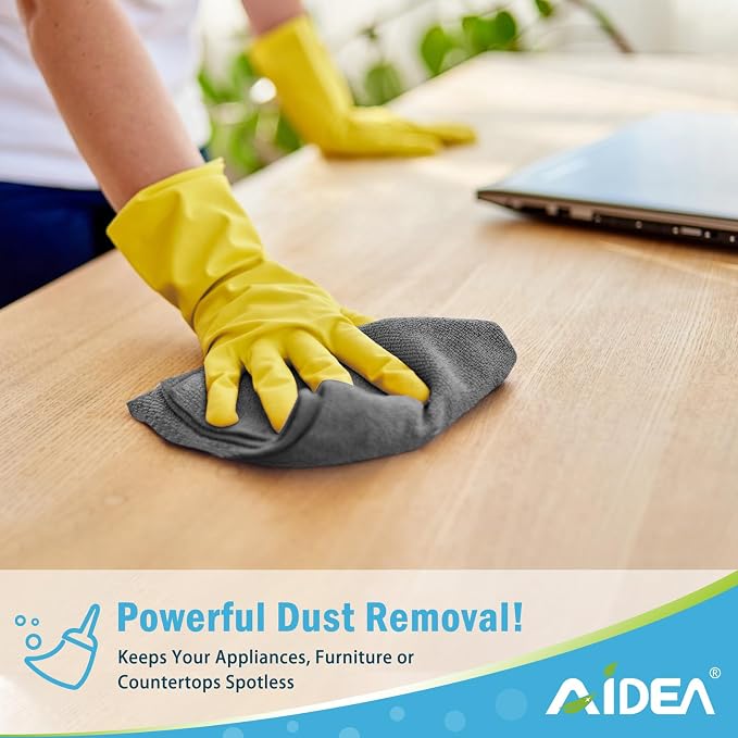 AIDEA Microfiber Cleaning Cloth Grey-100PK, Soft Absorbent Rags, Microfiber Towels for Cars, Kitchen Towels, Dusting Cloth for Home, Window, Cleaning Supplies, 12"×12"