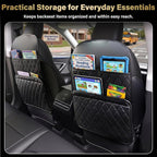 2 Pack Kick Mats Back Seat Protector, Seat Back Protector for Back of Front Seats Against Dirt, Scuffs & Scratches, 3 Storage Pockets, Easy to Clean, Black