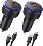 Car Charger for iPhone 17/17 Pro Max USB C Fast Charger,2Pack 90W 3-Port Charger Adapter for iPhone 16/16 Plus/16 Pro/16 Pro Max/15/14/Pro Max/AirPods4/ iPad Pro/Mini, (USB C to C Cable)