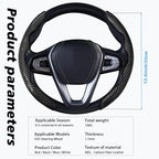 2pcs Car Steering Wheel Cover,Anti-Skid Carbon Fiber Steering Wheel Protector for Men Women,Multiple Color Options,Universal for Most Car Interiors Accessories (Bright Black)