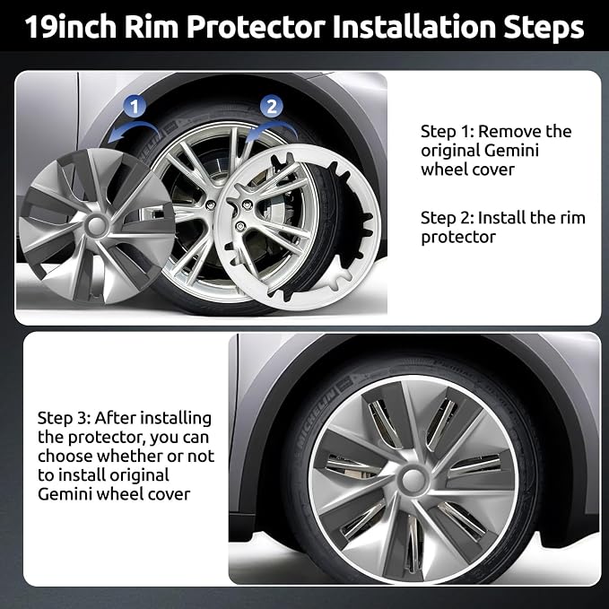 Wheel Rim Protector for Tesla Model Y Gemini 19 inch Apollo Wheels 2020-2024 Model Y Accessories All-in-one Car Tire Trim Rings Rim Case Hubcaps Wheel Cover
