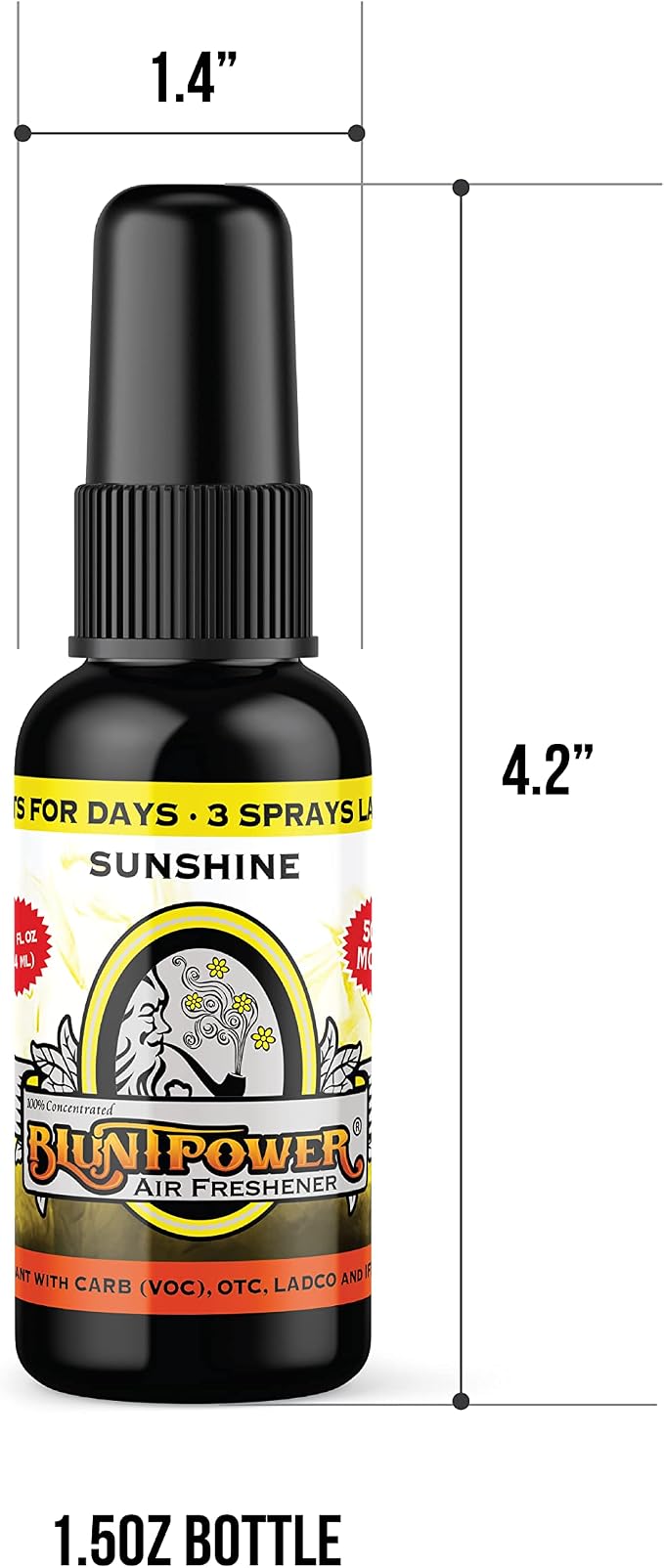 (Sunshine, 1 Pack) Concentrated Air Freshener for Room and Car Spray - Oil-Based Diffuser Spray Bottle - Long-Lasting Bathroom Spray, Car Freshener, & Odor Eliminator Spray