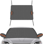 Magnetic Car Windshield Snow Cover, Extra Large Auto Ice Guard Windshield Cover with Side Window & Side Mirror Protector, Safe Reflective Vehicle Winter Exterior Accessories (Black)