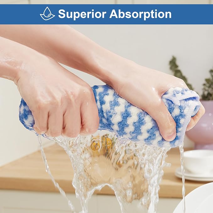 Microfiber Cleaning Cloths – 18 Pack, 10" x 10", Blue – Reusable, Lint-Free, Super Absorbent Towels for Kitchen, Car, and Household Cleaning