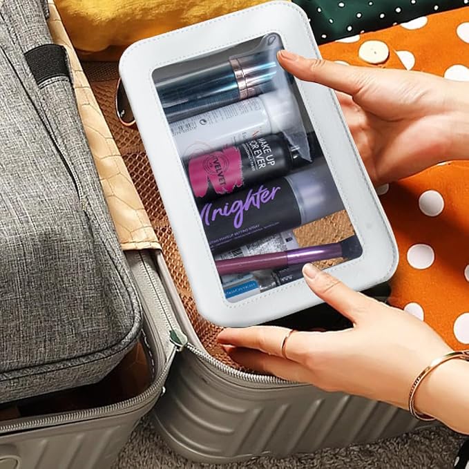 Clear Makeup Bag Small, TSA Approved Portable Toiletry Bag with Zipper Cosmetic Travel Bag Makeup Organizer Case Mini Makeup Pouch for Purse Car Organizer Bag for Women Men