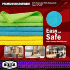 AIDEA Microfiber Cleaning Cloth, 200PK, Microfiber Towels for Cars, Shop Towels Cleaning Rags, Premium Wash Cloths, Absorbent Towel for SUVs, House, Kitchen, Window, Cleaning Supplies 12×12"