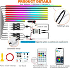 Interior Car LED Strip Lights, Acrylic LED Lights for Car with Dynamic Dreamcolor Chasing, Ambient Lighting Kits Music Sync Wireless APP and RF Remote Control (8 in 1)