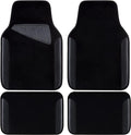 Waterproof Universal Fit Car Floor Mats, Faux Leather Car Carpet Mats, Black Car Mats with Anti-Slip Nibbs Backing & Driver Heel Pad Fit for SUV,Vans,sedans, Trucks,Set of 4pcs(All Black)