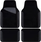 Waterproof Universal Fit Car Floor Mats, Faux Leather Car Carpet Mats, Black Car Mats with Anti-Slip Nibbs Backing & Driver Heel Pad Fit for SUV,Vans,sedans, Trucks,Set of 4pcs(All Black)