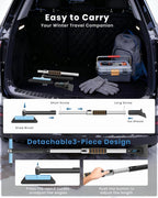 43.7" Extendable Ice Scrapers for Car Windshield for 12 Adjustable Length Settings with Foam Grip and 360° Pivoting Brush Head Detachable Snow Brush for Truck SUV(Blue)