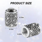 Car Wheel Tire Valve Caps, 4 PCS Bling Tire Valve Caps, Crystal Tire Caps Shinny Rhinestone for Women, Universal Car Dustproof Tire Valve Caps for Cars, Trucks, SUV and Motorcycles (Gray)