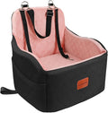 Dog Booster Car Seat for Small/Medium Dogs,Puppy Portable Car Bed with Elevated Cushion,Fully Detachable and Washable,2 Storage Pockets,Easy to Install (Black/Pink, Medium)