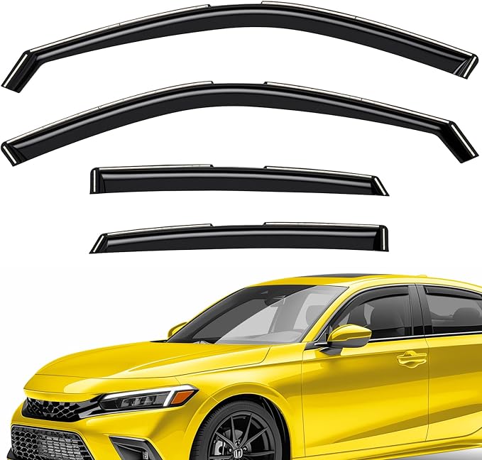 Extra Durable Window Deflectors in-Channel Window Visors Rain Guards Fit for Honda Civic 2022-2026 Sedan, Sun Visors, Wind Vent for Shades, Exterior Car Accessories - 4pcs. AG0834