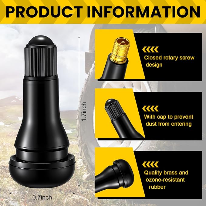 400 Pieces TR413 Valve Stems Tubeless Bulk Rubber Snap-in Valve Stems for 0.453 Inch Rim Holes, Black Standard Length Replacement Tool for Car Tubeless Replacement