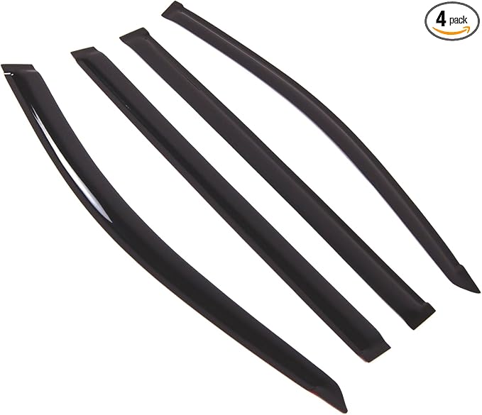 Outside Mount Window Vent Visors Rain Guards Compatible with Dodge Grand Caravan 2008-2016 | Side Window Wind Deflectors Rain Shields | Smoke Tinted, 4 Pcs Set, DGWV-790