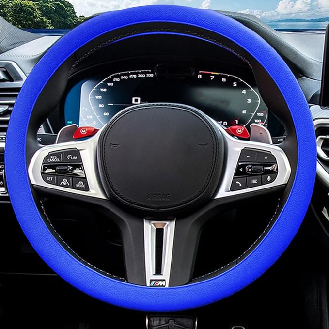 JDDRY Car Steering Wheel Cover,Silicone Steering Wheel Protector,Universal Fit Automotive Steering Wheel Cover, Steering Wheel Protective Cover(Royal Blue,1PC)