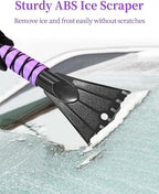 42.5 Inch Car Scraper Snow Brush, 12.6 Inch Large Brush Head with Ice Scraper for Window Windshield, Portable Snow Scraper for SUV Truck Vehicle RV Auto - Purple