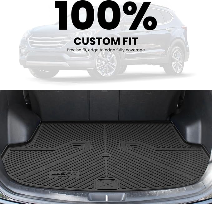 Cargo Mat for Hyundai Santa Fe Sport 2018 2017 2016 2015 2014 2013, All Weather TPE Custom Fit Car Trunk Mats Cargo Liners Accessories for Santa Fe Sport 2013-2018, Black
