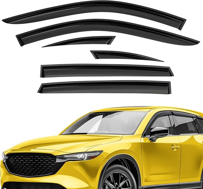 Extra Durable Window Deflectors Tape-On Window Visors Rain Guards Fit for Mazda CX-5 2017-2025, Sun Visors, Wind Vent for Shades, Exterior Car Accessories - 6pcs. AG0661
